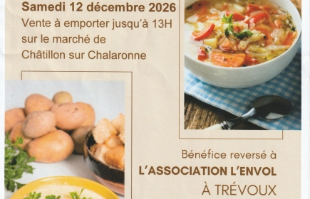Vente de shakers de différentes soupes préparées par des Chefs cuisiniers au profit de l'association L'Envol.